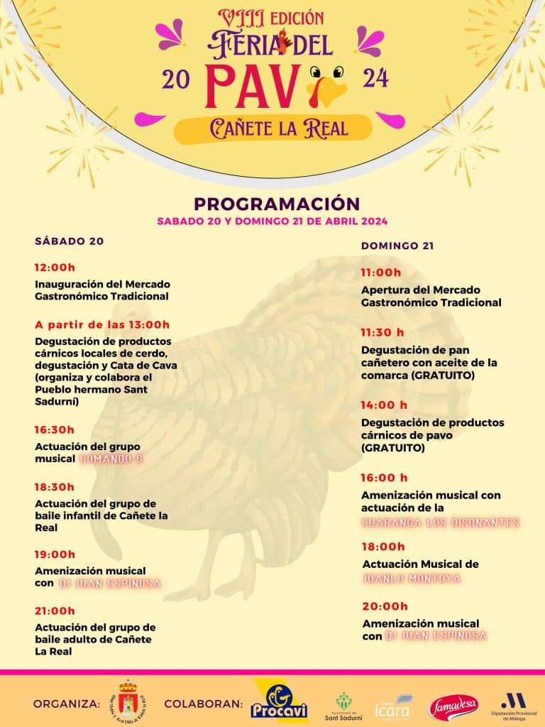 CARTEL OFICIAL PROGRAMACIÓN FERIA DEL PAVO CAÑETE LA REAL 2024