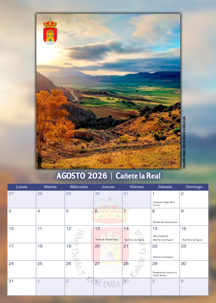 Calendario Cañete la Real agosto 2026